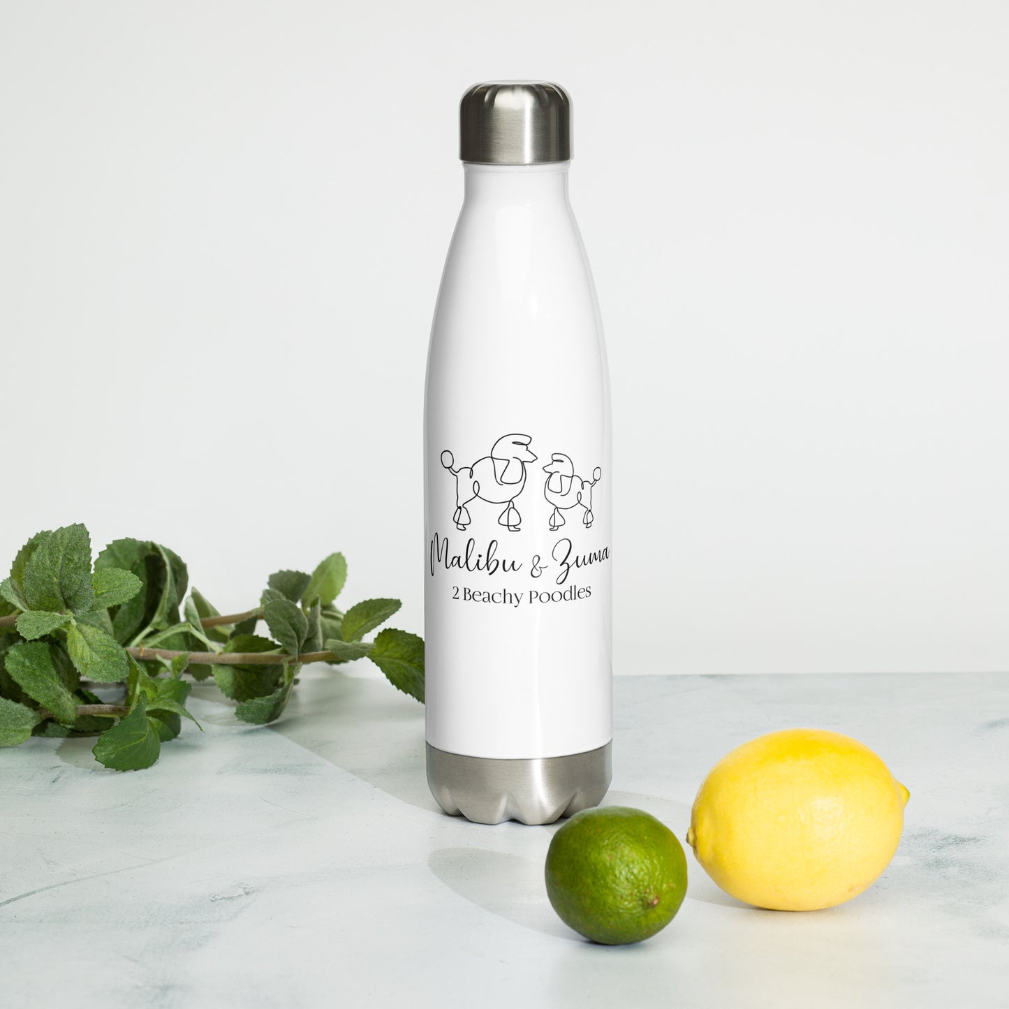 2Beachy Poodles Stainless Steel Water Bottle