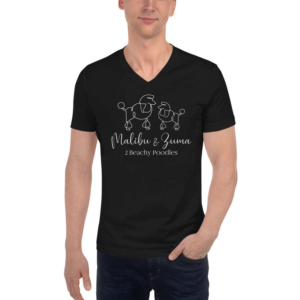 2BeachyPoodles Unisex Short Sleeve V-Neck T-Shirt