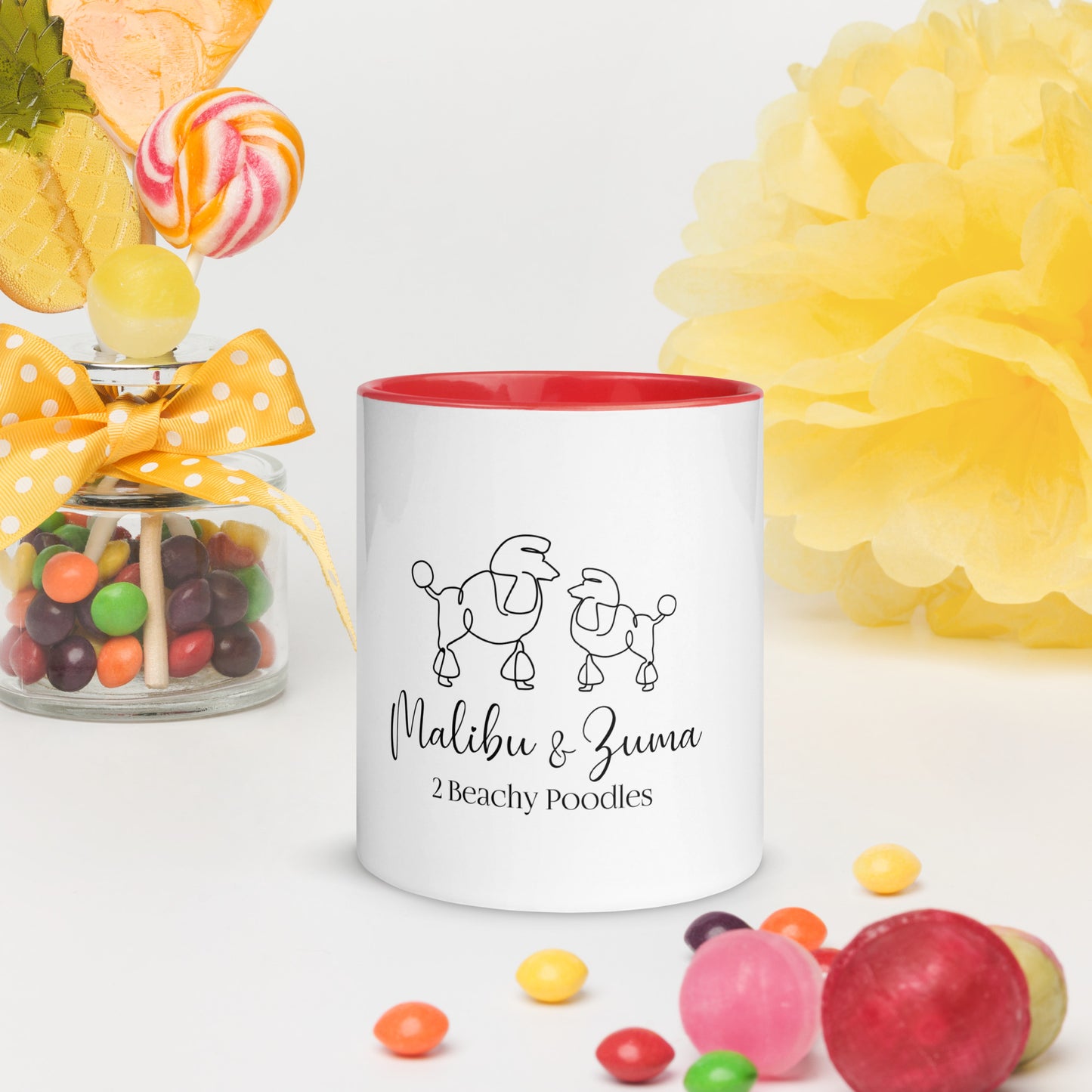 2BeachyPoodles Drinking Mug with Color Inside